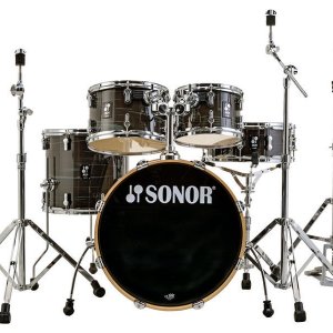 מערכת תופים Sonor AQ1 - בס 22"- 5 תופים - צבע Woodgrain Black