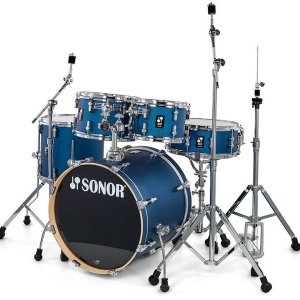 מערכת תופים Sonor AQ1 - בס 22"- 5 תופים - צבע כחול מנצנץ