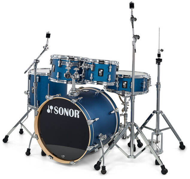 מערכת תופים Sonor AQ1 - בס 22"- 5 תופים - צבע כחול מנצנץ