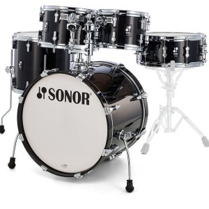 מערכת תופים Sonor AQ2 5pc Drum Set / Stage 22″ Transparent Stain Black